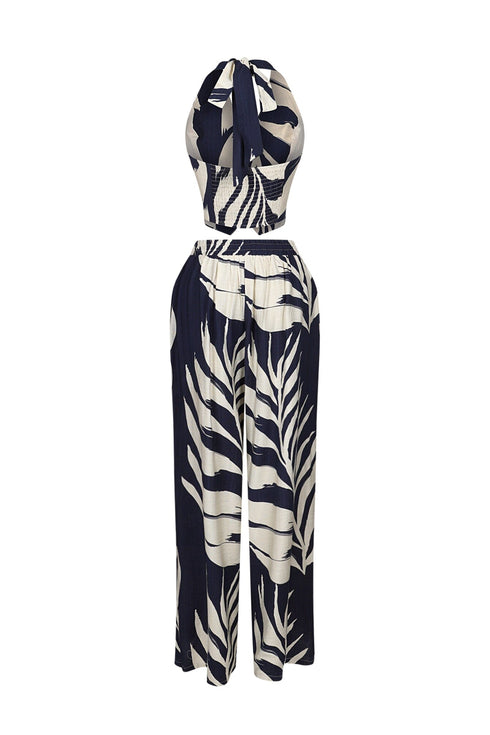 Michiyo Print Button Vest & Pants SET